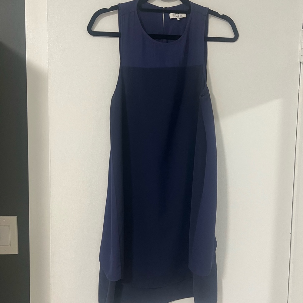 Parker Blue Halter Sheath Dress for Cocktail